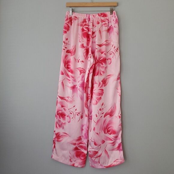 Inner Most Pink Floral 2-Piece Vintage Lightweight Satin Pajamas Womens Medium - Picture 8 of 11